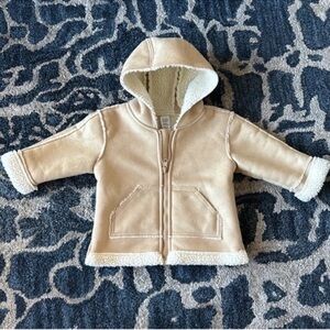 Gap Baby/Kids/Boys/Girls Faux Suede Shearling Zip Hooded Jacket/Coat Sz 6-12M